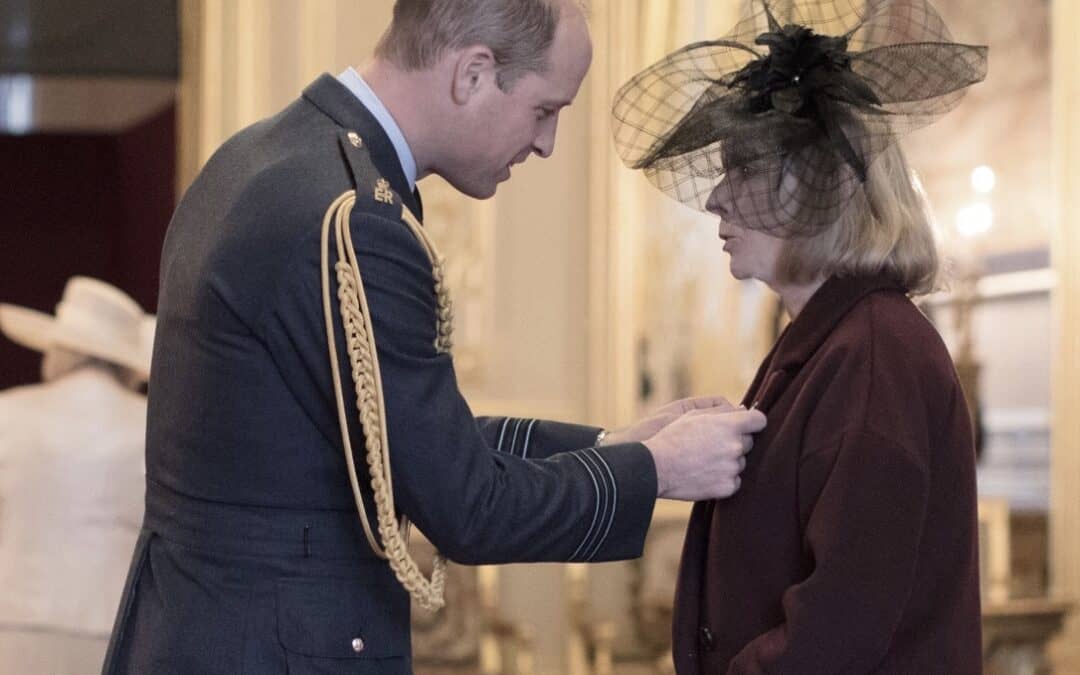 Laurus Trust CEO Linda Magrath collects her OBE from Prince William