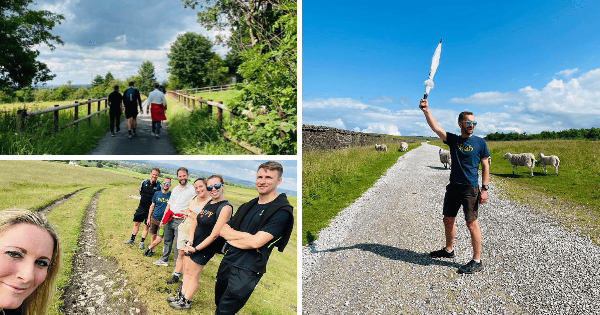 a collage of 3 images taken of Laurus Trust staff from different schools walking together in Lyme Park as part of Wellbeing Week