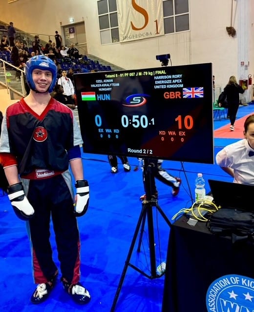 Student-Athlete Rory Harrison at the Venice Kickboxing World Cup.