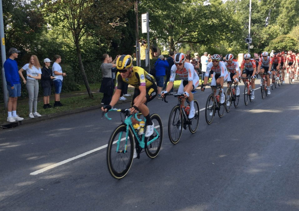 Supporters gather to cheer on the Tour of Britain